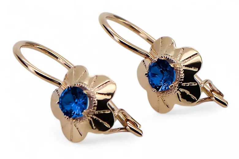 Earrings Vintage Jewlery Sapphire Original Vintage 14K Rose Gold vec028r